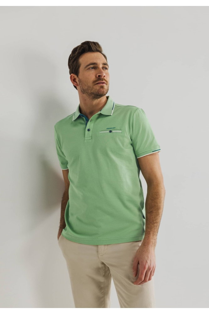 PIQUE POLO MET BORSTZAK 46115471 3600 Bladgroen uni 